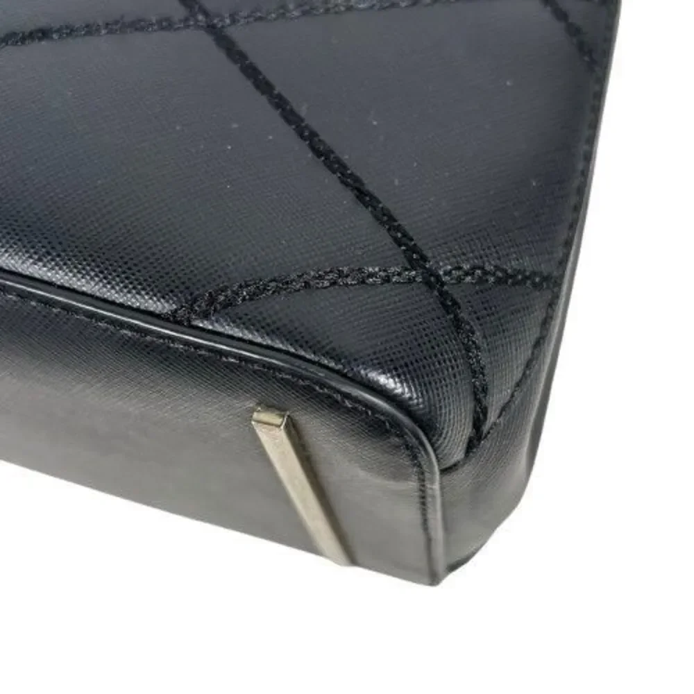 Tory Burch Robinson Black Wild Stitch Leather Double Zip Tote Shoulder Bag Purse